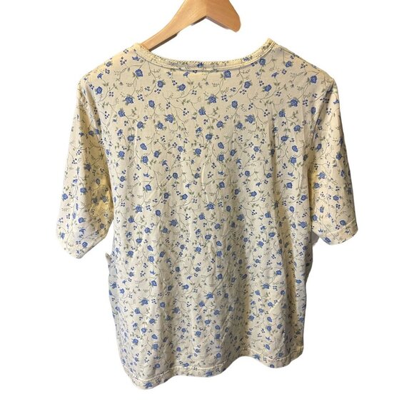 Bobbie Brooks Woman Yellow Floral Design Short Sleeved Round Neck Top Sz 18 - Picture 2 of 9